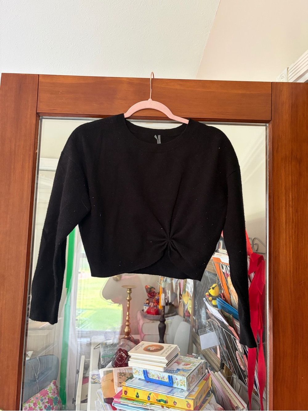 Anthropologie Black Twist-Knot Crewneck Sweater